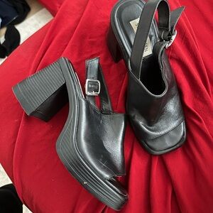 Steve Madden Black Platform Slingback Heels